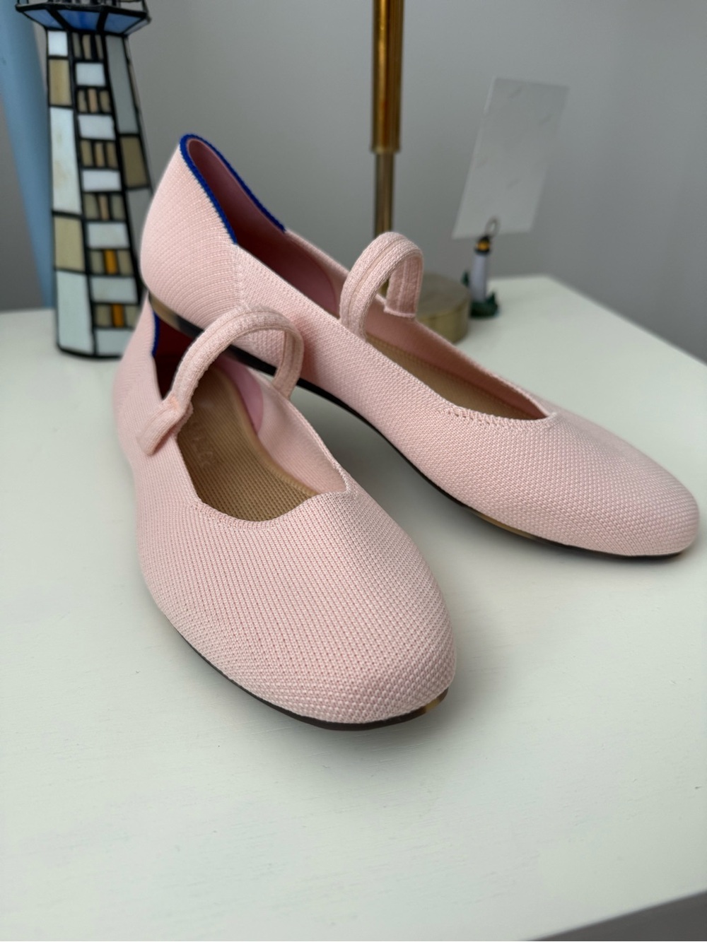 Rothy's Pale Pink Mary Jane Knit Flats - Ballet Shoes